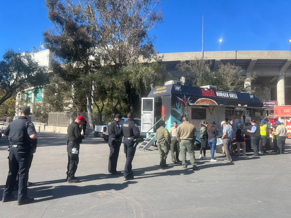 Fire responders in line for the Habit truck